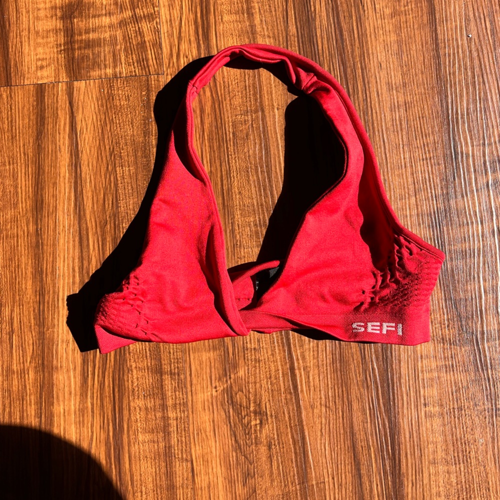 Sefi red halter bra